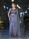 Banarasee Handwoven Tissue Saree With Handwoven Pearl Motifs-Grey