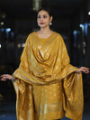 Banarasee Zari Embroidered Chanderi Silk Salwar Kameez With Dupatta Set-Mustard Yellow