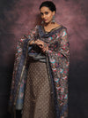 Banarasee Chanderi Silk Zari Buti Salwar Kameez With Patola Dupatta-Brown