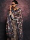 Banarasee Chanderi Silk Zari Buti Salwar Kameez With Patola Dupatta-Brown