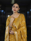 Banarasee Zari Embroidered Chanderi Silk Salwar Kameez With Dupatta Set-Mustard Yellow