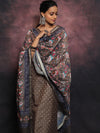 Banarasee Chanderi Silk Zari Buti Salwar Kameez With Patola Dupatta-Brown