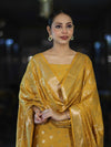 Banarasee Zari Embroidered Chanderi Silk Salwar Kameez With Dupatta Set-Mustard Yellow