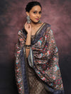 Banarasee Chanderi Silk Zari Buti Salwar Kameez With Patola Dupatta-Brown