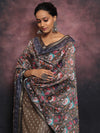 Banarasee Chanderi Silk Zari Buti Salwar Kameez With Patola Dupatta-Brown