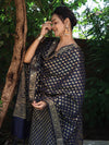 Banarasee Cotton Silk Zari Woven Salwar Kameez Dupatta Set-Navy Blue