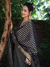 Banarasee Cotton Silk Zari Woven Salwar Kameez Dupatta Set-Navy Blue