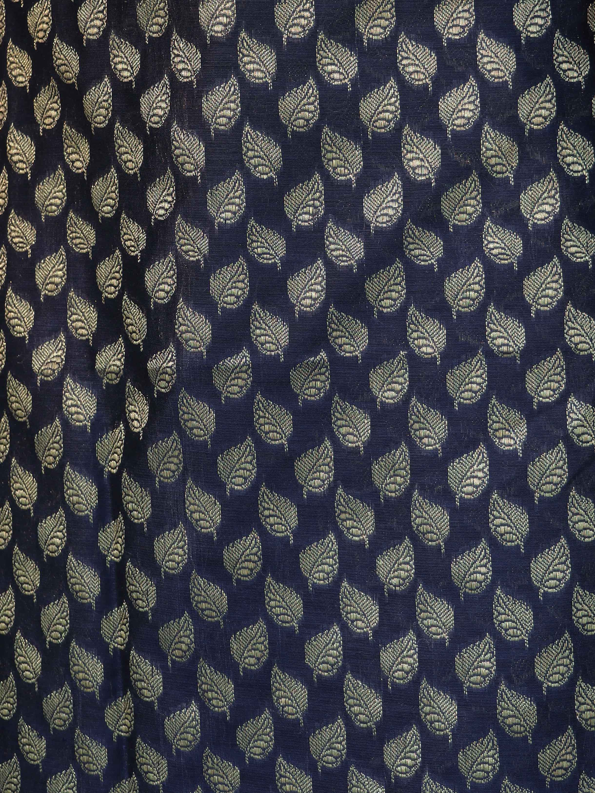 Banarasee Cotton Silk Zari Woven Salwar Kameez Dupatta Set-Navy Blue