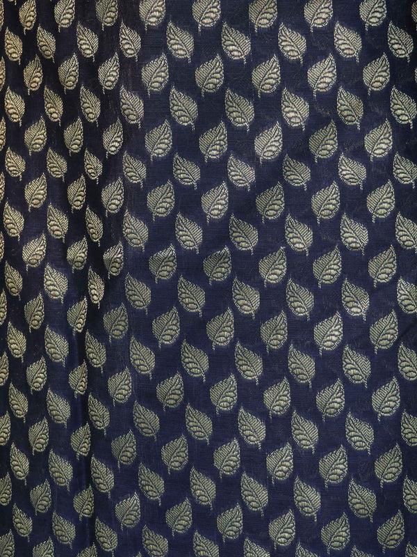 Banarasee Cotton Silk Zari Woven Salwar Kameez Dupatta Set-Navy Blue