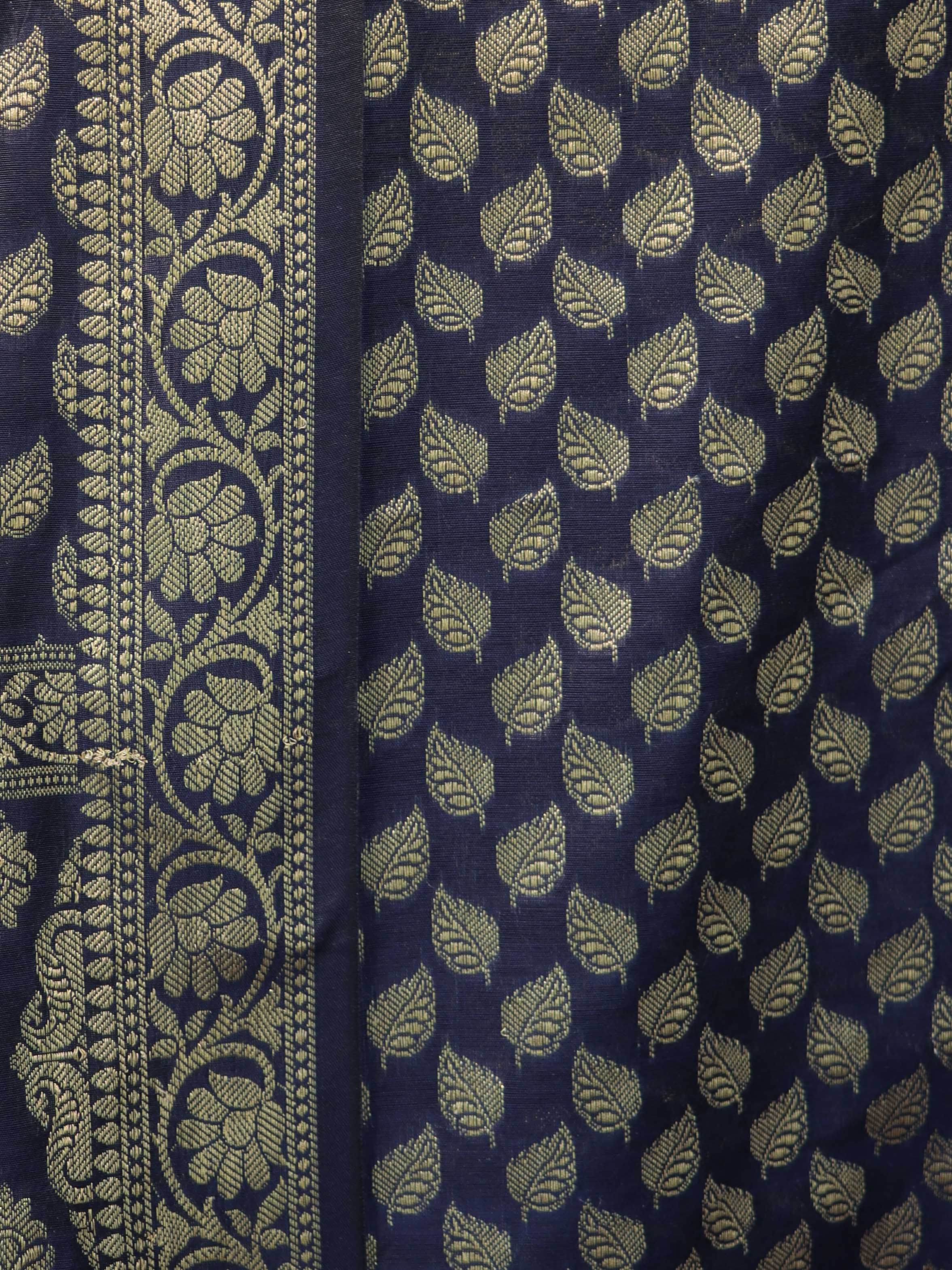 Banarasee Cotton Silk Zari Woven Salwar Kameez Dupatta Set-Navy Blue