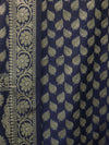 Banarasee Cotton Silk Zari Woven Salwar Kameez Dupatta Set-Navy Blue