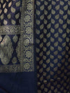 Banarasee Cotton Silk Zari Woven Salwar Kameez Dupatta Set-Navy Blue