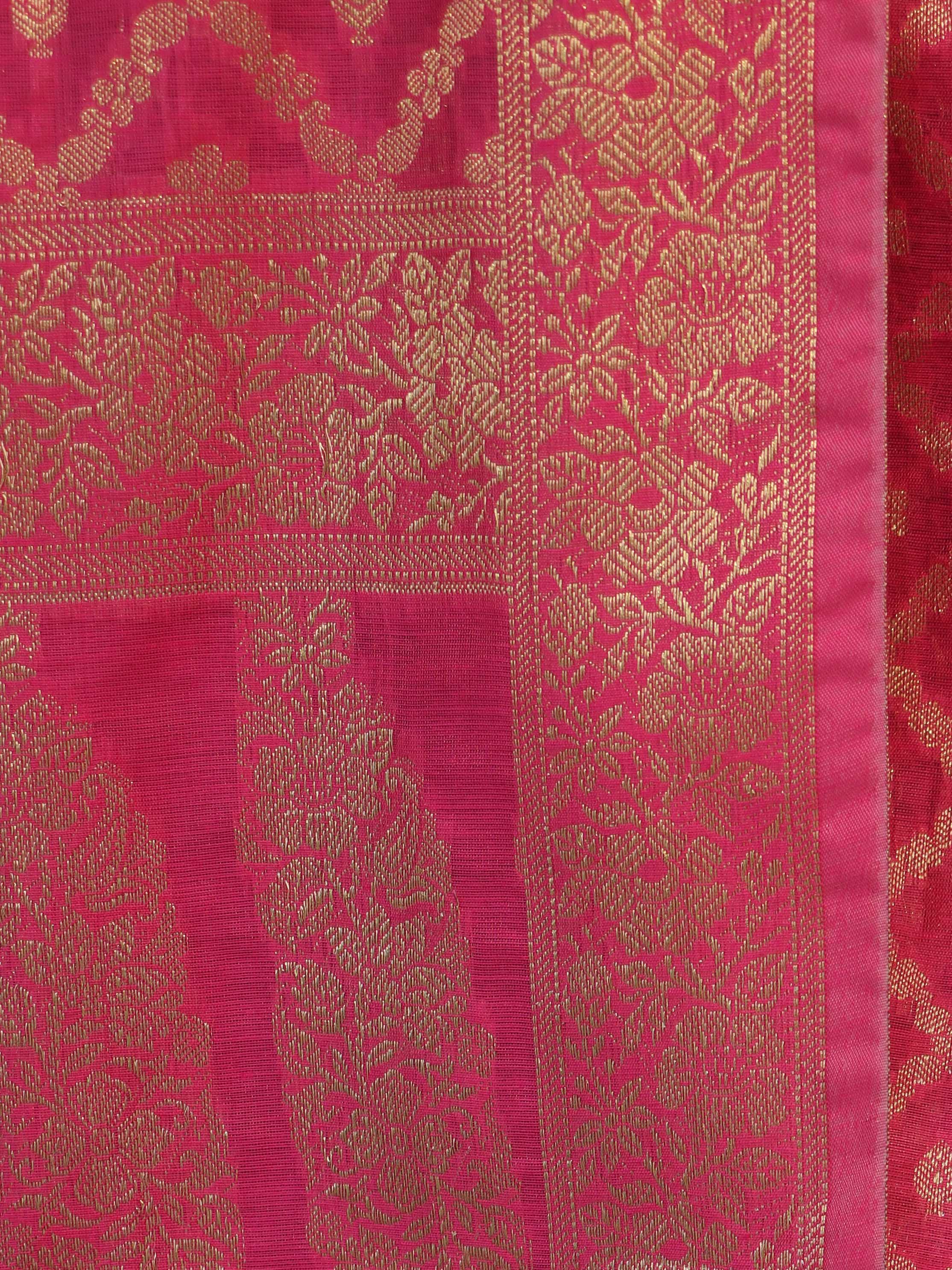 Banarasee Cotton Silk Zari Woven Salwar Kameez Dupatta Set-Fuscia Pink