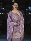 Banarasee Zari Embroidered Chanderi Silk Salwar Kameez With Dupatta Set-Lavender
