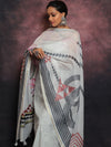 Banarasee Embroidered Chanderi Salwar Kameez With Digital Print Dupatta-Grey