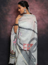 Banarasee Embroidered Chanderi Salwar Kameez With Digital Print Dupatta-Grey