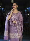 Banarasee Zari Embroidered Chanderi Silk Salwar Kameez With Dupatta Set-Lavender
