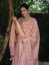 Banarasee Cotton Silk Zari Woven Salwar Kameez Dupatta Set-Light Pink