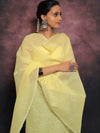 Banarasee Embroidered Linen Cotton Salwar Kameez With Dupatta-Yellow