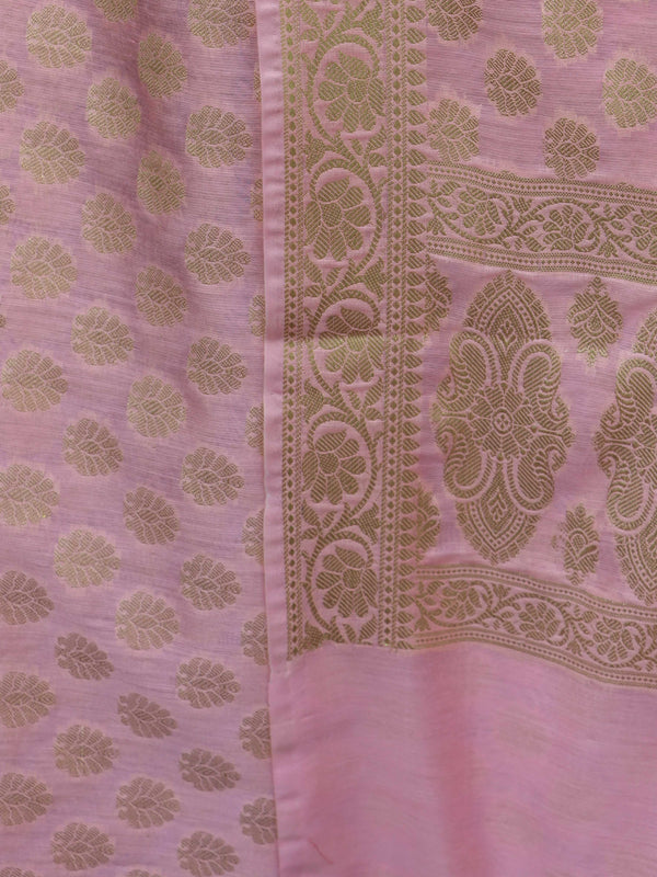 Banarasee Cotton Silk Zari Woven Salwar Kameez Dupatta Set-Light Pink