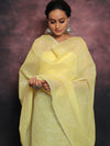 Banarasee Embroidered Linen Cotton Salwar Kameez With Dupatta-Yellow