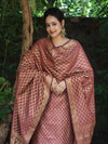 Banarasee Cotton Silk Zari Woven Salwar Kameez Dupatta Set-Burgundy