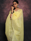 Banarasee Embroidered Linen Cotton Salwar Kameez With Dupatta-Yellow