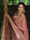 Banarasee Cotton Silk Zari Woven Salwar Kameez Dupatta Set-Burgundy