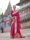 Banarasee Handwoven Georgette Saree With Zari Buta Design & Border-Pink