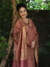 Banarasee Cotton Silk Zari Woven Salwar Kameez Dupatta Set-Burgundy