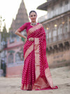 Banarasee Handwoven Georgette Saree With Zari Buta Design & Border-Pink