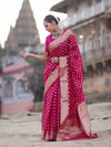 Banarasee Handwoven Georgette Saree With Zari Buta Design & Border-Pink