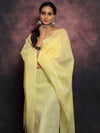 Banarasee Embroidered Linen Cotton Salwar Kameez With Dupatta-Yellow