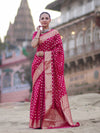 Banarasee Handwoven Georgette Saree With Zari Buta Design & Border-Pink