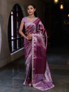Banarasee Handwoven Tissue Saree With Zari Woven Design Contrast Border & Lace-Magenta and Light Pink