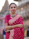 Banarasee Handwoven Georgette Saree With Zari Buta Design & Border-Pink
