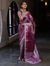 Banarasee Handwoven Tissue Saree With Zari Woven Design Contrast Border & Lace-Magenta and Light Pink