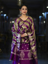 Banarasee Semi Katan Zari Work Salwar Kameez Fabric With Dupatta Set-Violet