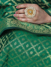 Banarasee Cotton Silk Zari Woven Salwar Kameez Dupatta Set-Green