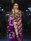 Banarasee Semi Katan Zari Work Salwar Kameez Fabric With Dupatta Set-Violet