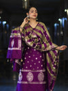 Banarasee Semi Katan Zari Work Salwar Kameez Fabric With Dupatta Set-Violet