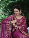 Banarasee Cotton Silk Zari Woven Salwar Kameez Dupatta Set-Magenta