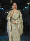 Banarasee Zari Embroidered Chanderi Silk Salwar Kameez With Dupatta Set-Sage Green