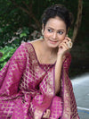 Banarasee Cotton Silk Zari Woven Salwar Kameez Dupatta Set-Magenta