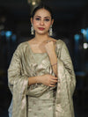 Banarasee Zari Embroidered Chanderi Silk Salwar Kameez With Dupatta Set-Sage Green