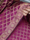 Banarasee Cotton Silk Zari Woven Salwar Kameez Dupatta Set-Magenta