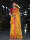 Banarasee Dual Color Organza Mix Saree With Resham & Zari Work-Yellow & Magenta