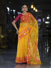 Banarasee Dual Color Organza Mix Saree With Resham & Zari Work-Yellow & Magenta