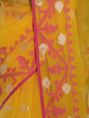 Banarasee Dual Color Organza Mix Saree With Resham & Zari Work-Yellow & Magenta