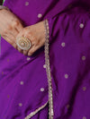 Banarasee Handwoven Semi Silk Saree With Zari Buti Design & Lace-Purple